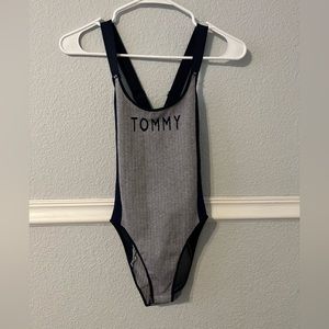 Tommy Hilfiger bodysuit. Gray and navy color. Size small.